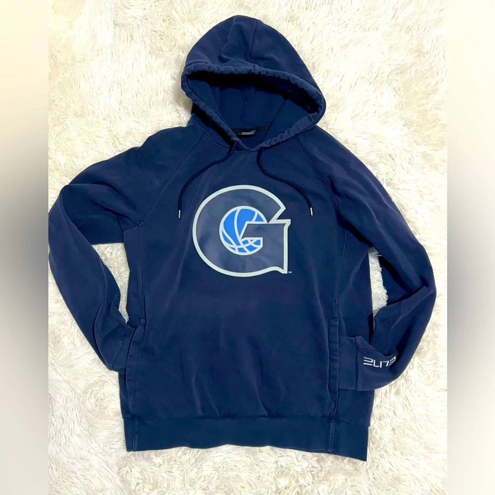 Jordan Elite Georgetown Hoyas Hoodie Navy Blue Men’s Large Basketball Pullover